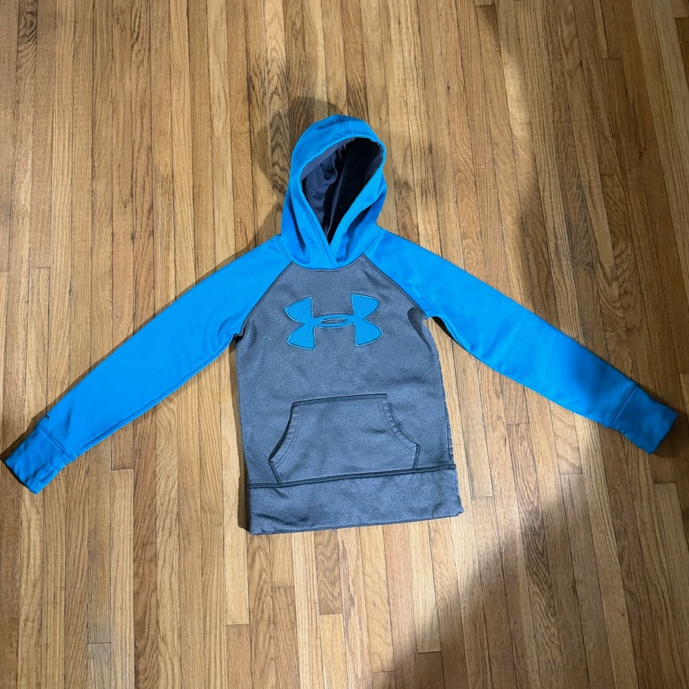 Under Armour Youth small Blue & Gray Hooded Pullover